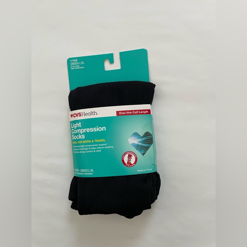 CVS health light compression socks black 1 pair unisex L/XL